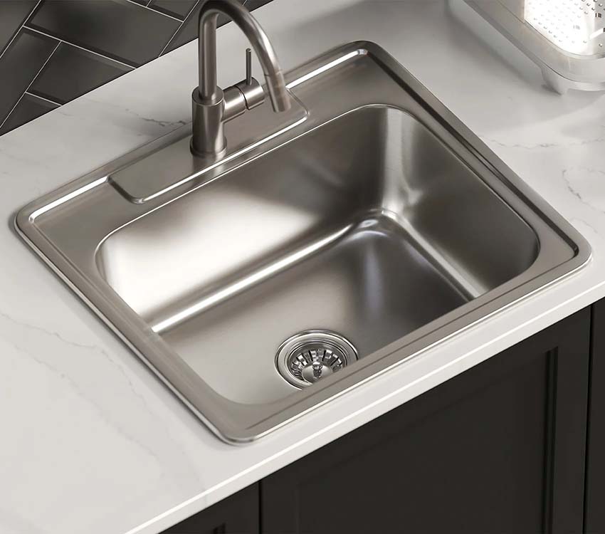 PL-VT2522-1 18 Gauge Stainless Steel Single Bowl Topmount Kitchen Sinks 25" x 22" with 1 Hole
