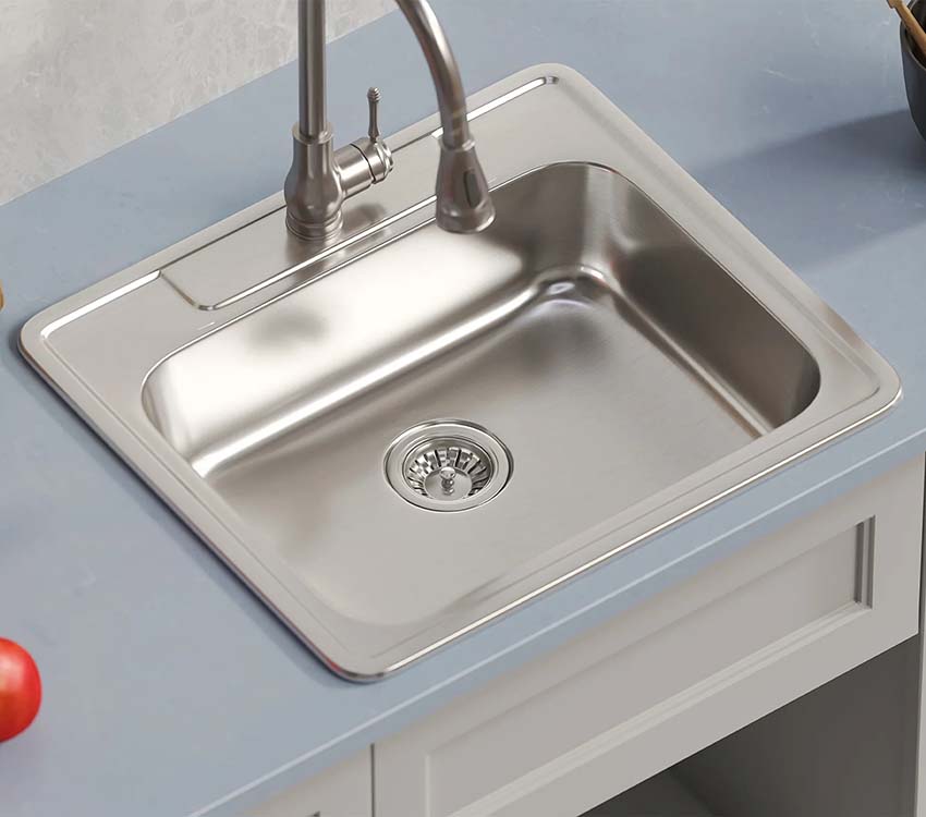 PL-VT2522-1 ADA Compliant 18 Gauge Stainless Steel Single Bowl Topmount Kitchen Sinks 25" x 22" with 1 Hole