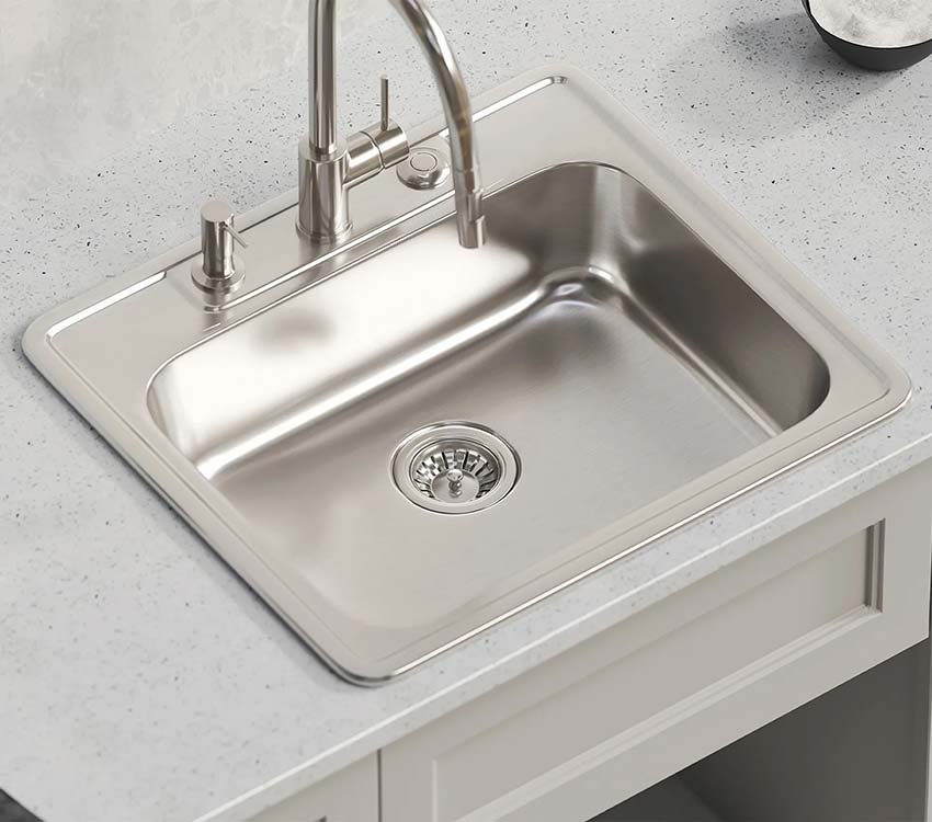 PL-VT2522-3 ADA Compliant 18 Gauge Stainless Steel Single Bowl Topmount Kitchen Sinks 25" x 22" with 3 Hole