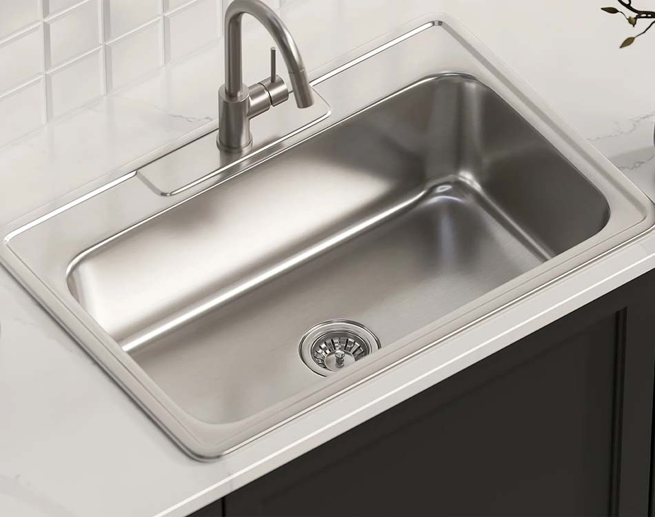 PL-VT3322-1 18 Gauge Stainless Steel Single Bowl Topmount Kitchen Sink 33" x 22" with 1 Hole