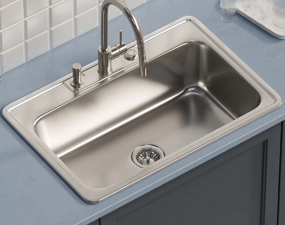 PL-VT3322-3 18 Gauge Stainless Steel Single Bowl Topmount Kitchen Sink 33" x 22" with 3 Holes