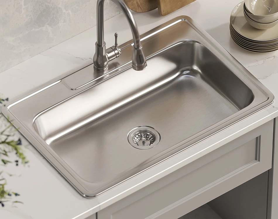 PL-VT3322-1 ADA Compliant 18 Gauge Stainless Steel Single Bowl Topmount Kitchen Sink 33" x 22" with 1 Hole