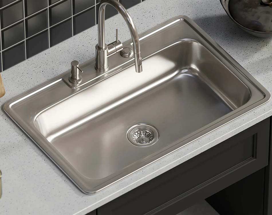 PL-VT3322-3 ADA Compliant 18 Gauge Stainless Steel Single Bowl Topmount Kitchen Sink 33" x 22" with 3 Holes