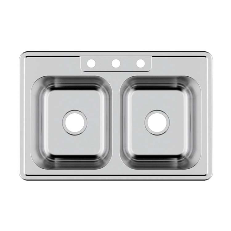 PL-VT5050_D PL-VT5050-3 18 Gauge Stainless Steel Double Bowl Topmount Kitchen Sink 33" x 22"