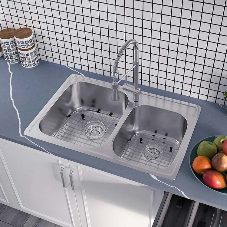 PL-VT6040_B PL-VT6040-1 18 Gauge Stainless Steel Double Bowl Topmount Kitchen Sink 33" x 22"