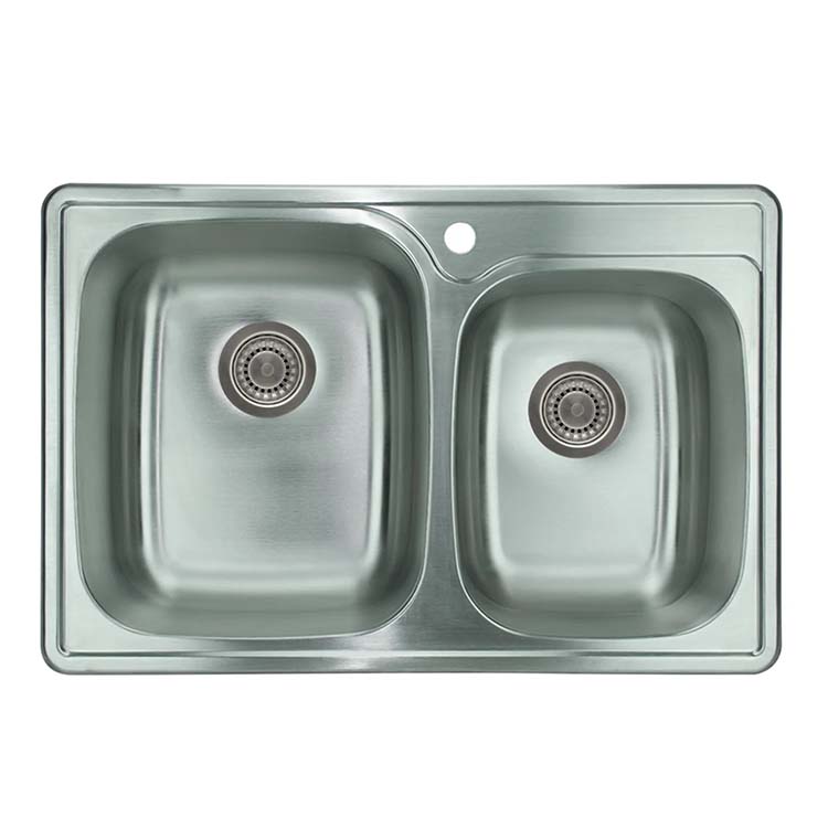 PL-VT6040_D PL-VT6040-1 18 Gauge Stainless Steel Double Bowl Topmount Kitchen Sink 33" x 22"