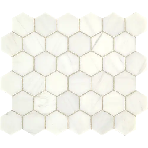 Marble Polished 2" Hexagon Contempo White 11" x 12"