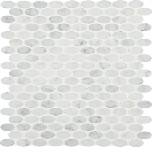 Marble Polished Oval Carrara White 12" x 13"
