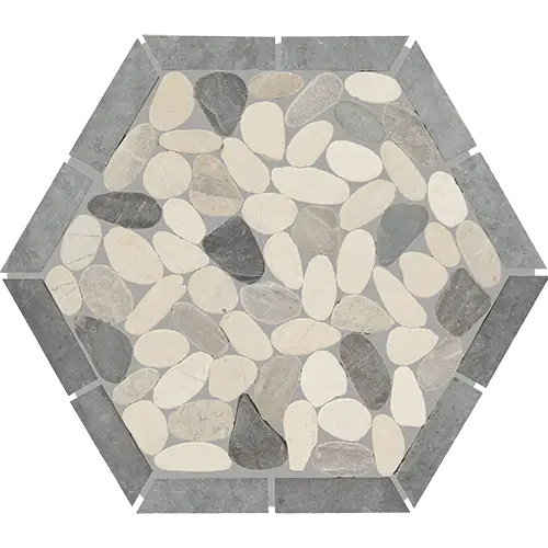 Pebble Oasis Framed Hex Harbor 12" x 10"