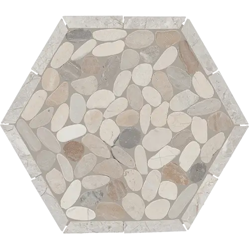 Pebble Oasis Framed Hex Seashell 12" x 10"