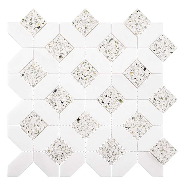 Terrazzo + Thassos Marble Mosaic tile in Eurovelle Durshen