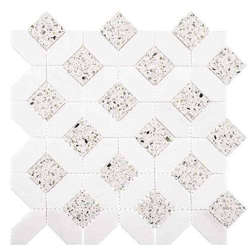 Terrazzo + Thassos Marble Mosaic tile in Eurovelle Durshen