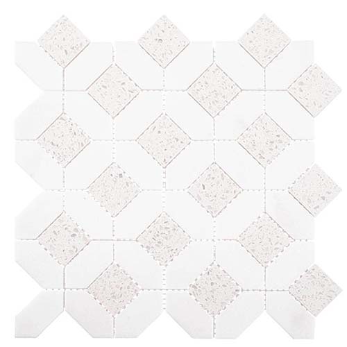 Terrazzo + Thassos Marble Mosaic tile in Eurovelle Parfue