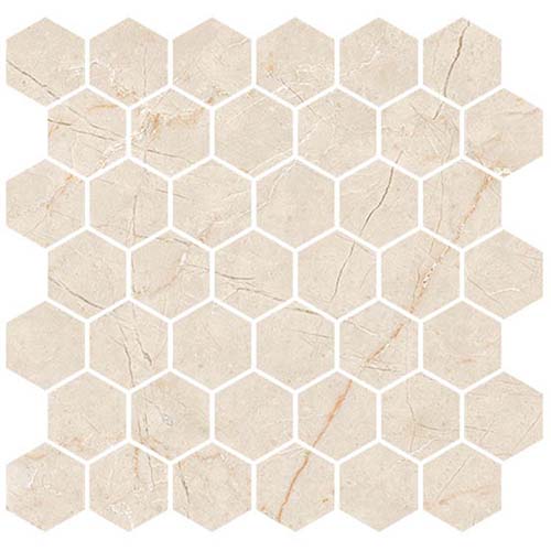 Porcelain Mosaic tile in Harmonic Andante Stellata Matte Hex Mosaic