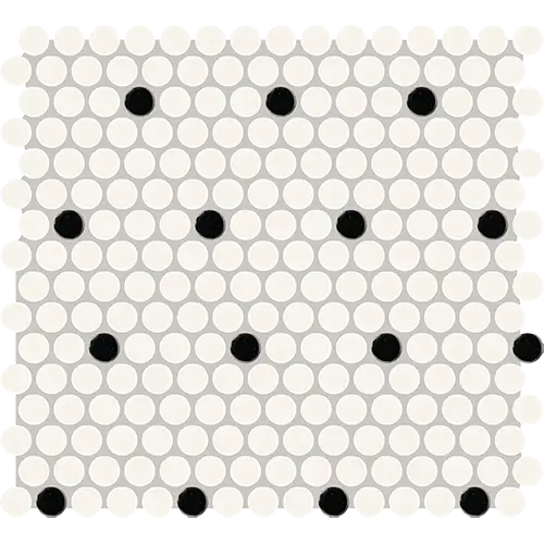 Color Story Matte Penny Rounds White Black 12" x 14"