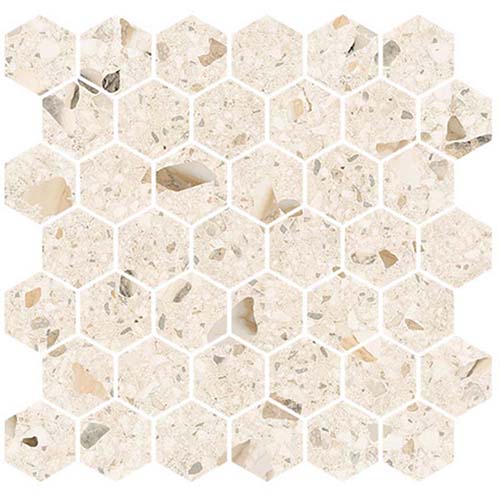 Porcelain Mosaic tile in Harmonic Crescendo DCOF Matte Hex Mosaic