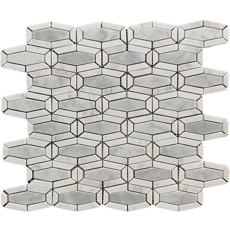 Natural Stone Mosaic tile in Classic Series Diamond Pattern Carrara