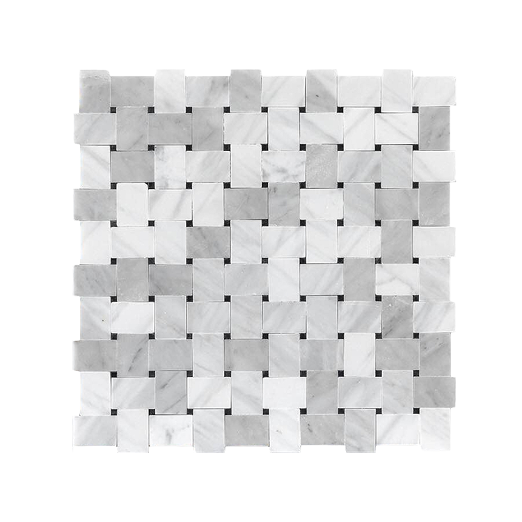 Natural Stone Mosaic tile in Classic Series Large Basketweave Carrara Polished
