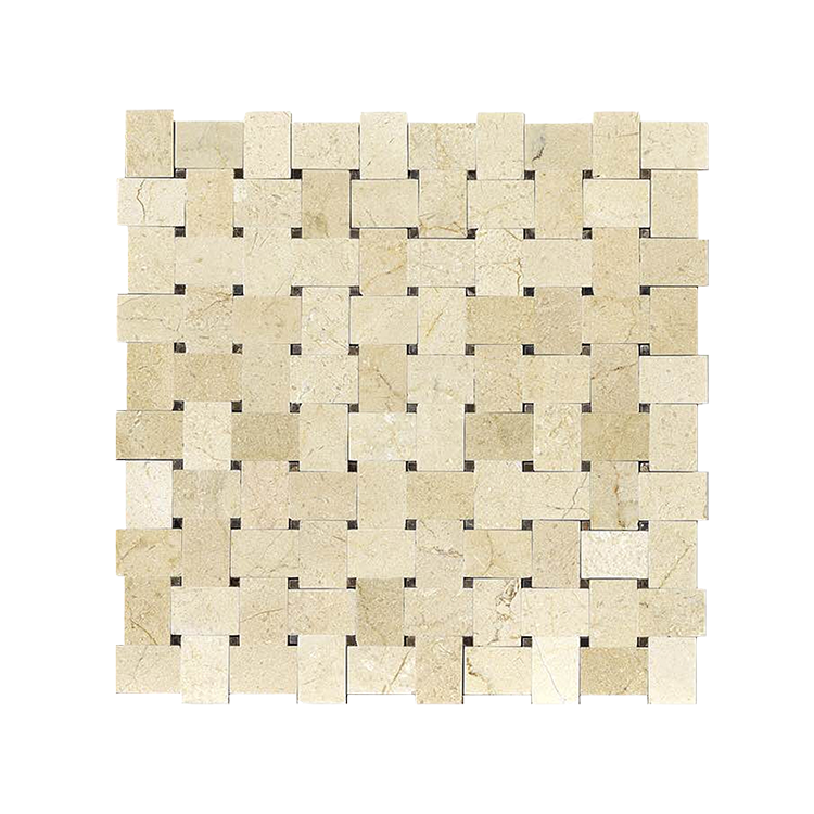 Natural Stone Mosaic tile in Classic Series Large Basketweave Crema Marfil Polished