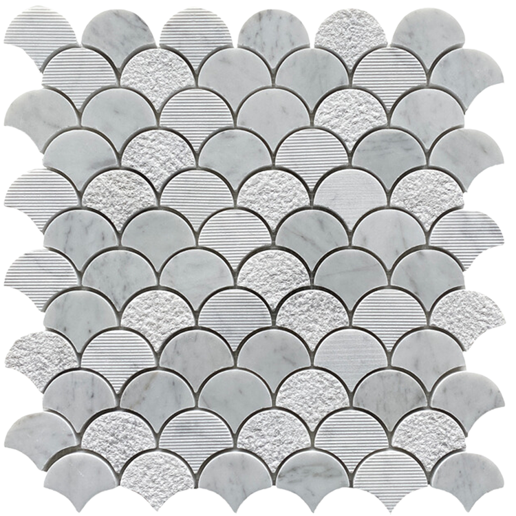 Natural Stone Mosaic tile in Classic Series Textured Fan Carrera