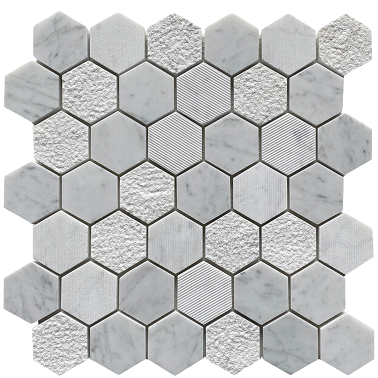 Natural Stone Mosaic tile in Classic Series Textured Hexagon Carrera