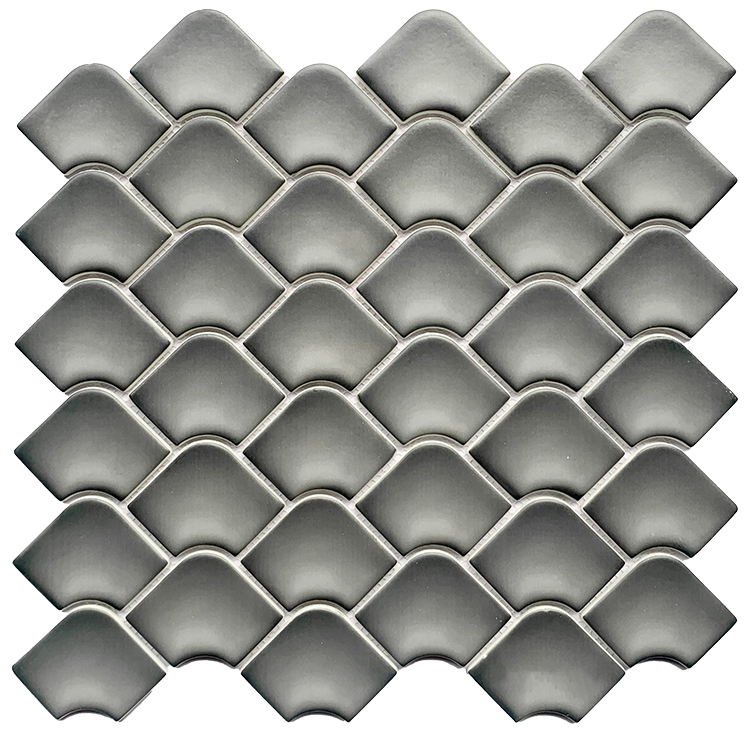 Glass Mosaic tile in Contemporary Series Fan Ash Matte