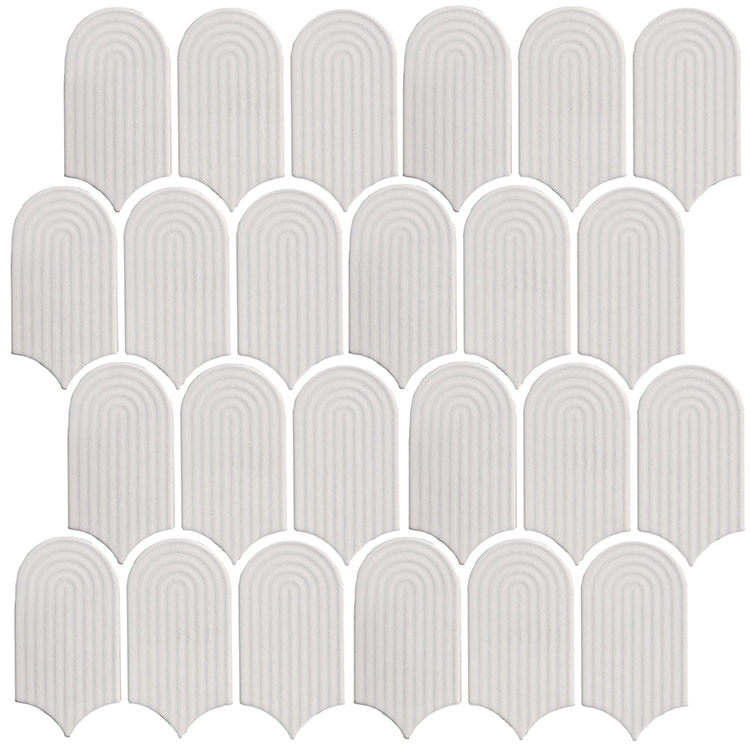 Glass Mosaic tile in Inspiration Series Elongated Fan Cotton Matte