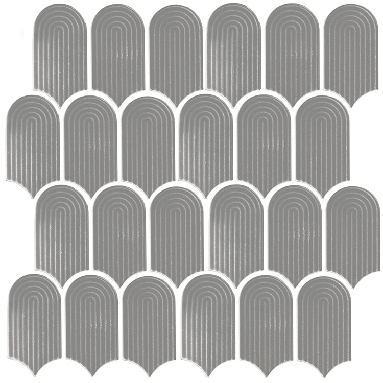 Ceramic Mosaic tile in Inspiration Series Elongated Fan Homespun Matte