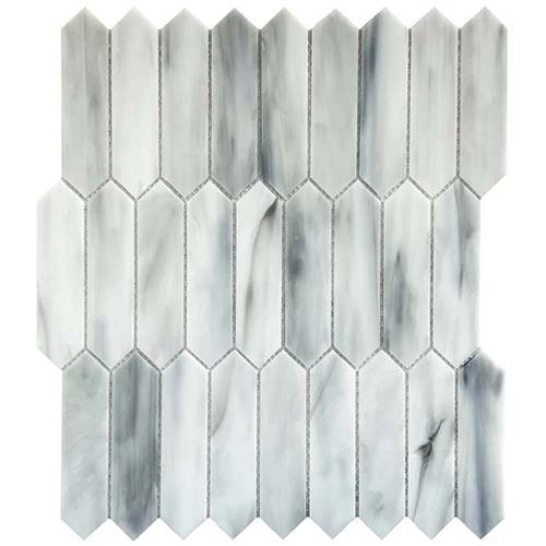 Glass Mosaic tile in Opal Picket White