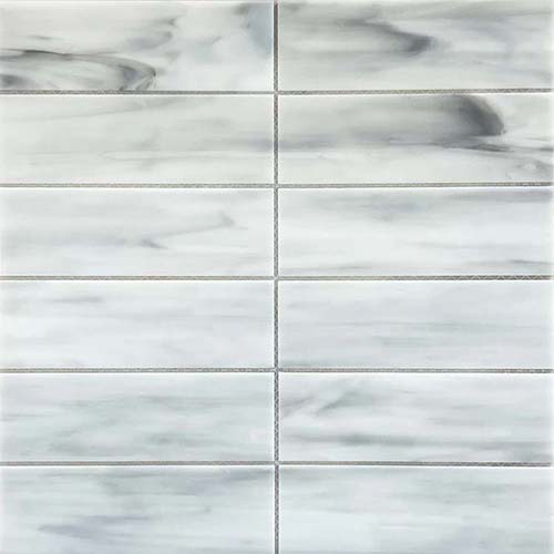 Glass Mosaic tile in Opal Picket White