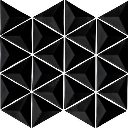 Glass Mosaic tile in 3D Triangle Black