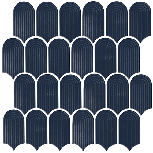 Ceramic Mosaic tile in Inspiration Series Elongated Fan Blue Matte