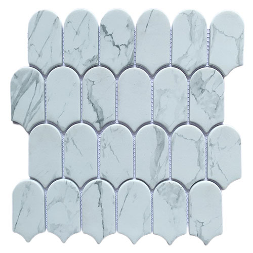 Glass Mosaic tile in Inspiration Series Elongated Fan Carrara Matte
