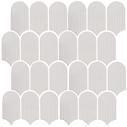 Glass Mosaic tile in Inspiration Series Elongated Fan Cotton Matte