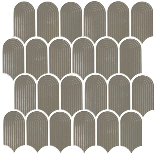 Ceramic Mosaic tile in Inspiration Series Elongated Fan Teak Matte