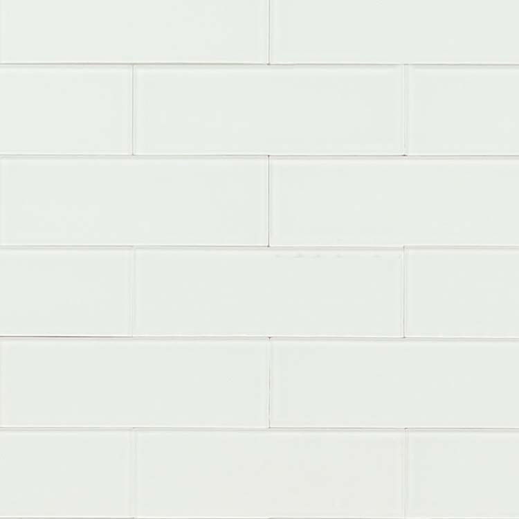 Glass tile in Alpine Ice 2x6 Subway Peel and Stick