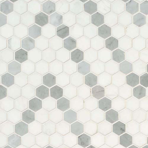 Marble Mosaic tile in Bianco Dolomite Sazi Polished