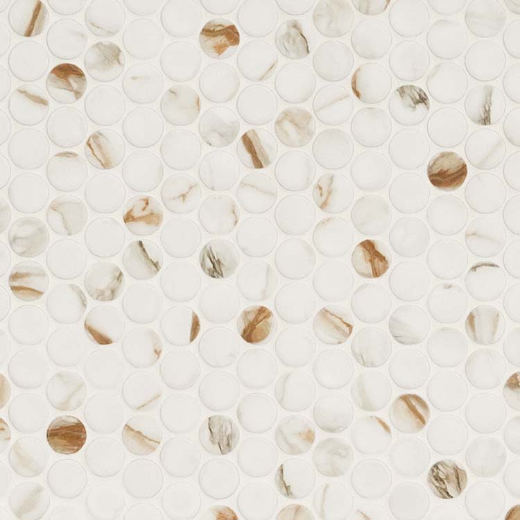 Porcelain tile in Calacatta Gold Matte Round
