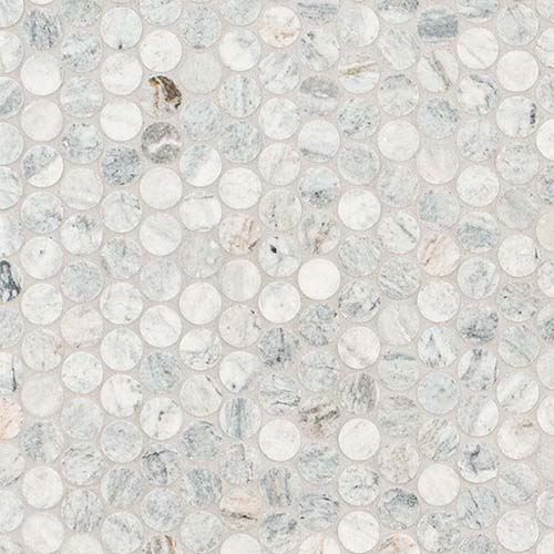 Marble Mosaic tile in Capri Blue Round Honed
