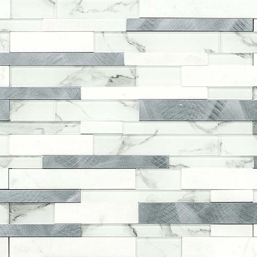 Glass tile in Denali Frost Interlocking Peel and Stick