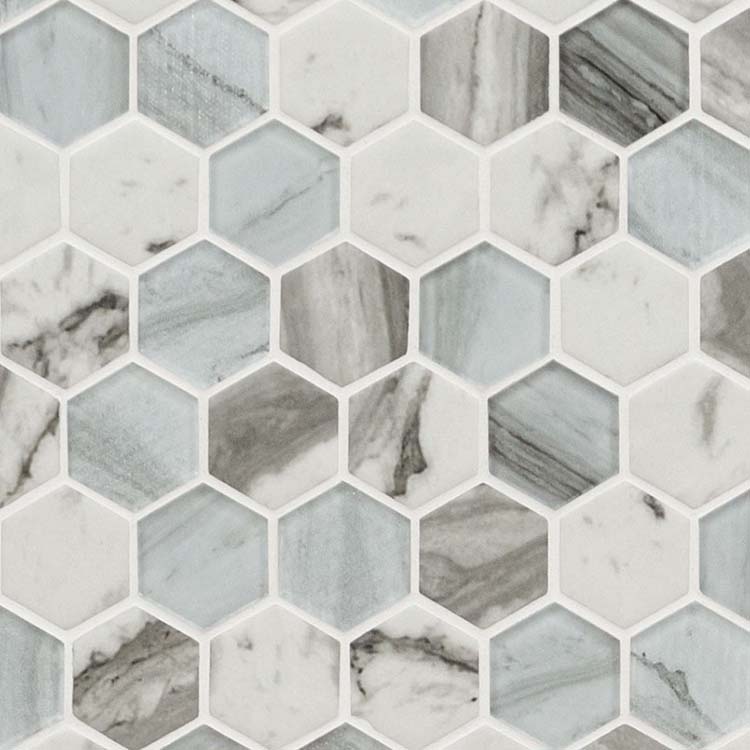 Glass tile in Esperanza 2" Hexagon 6mm