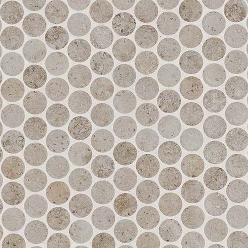 Porcelain Mosaic tile in Myrtle Sands Round Matte