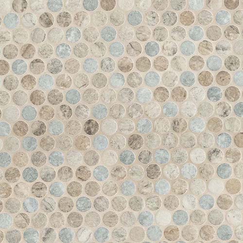 Recycled Glass tile in Stonella Penny Round