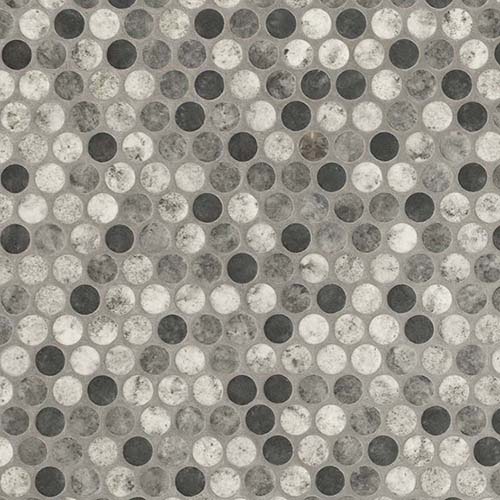 Recycled Glass Mosaic tile in Urban Tapestry Penny Round