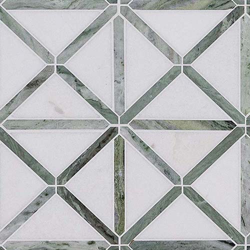 Marble tile in Verdant Green Geomterica Pattern Polished