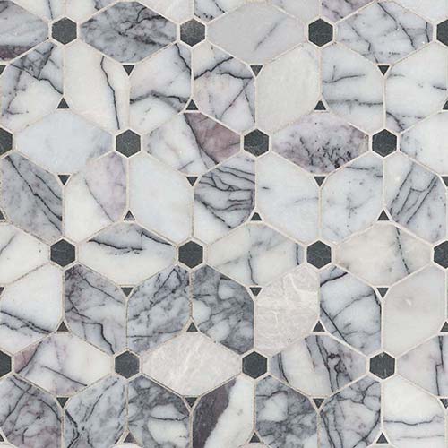 Marble Mosaic tile in Cecily Lilac Polished 10mm