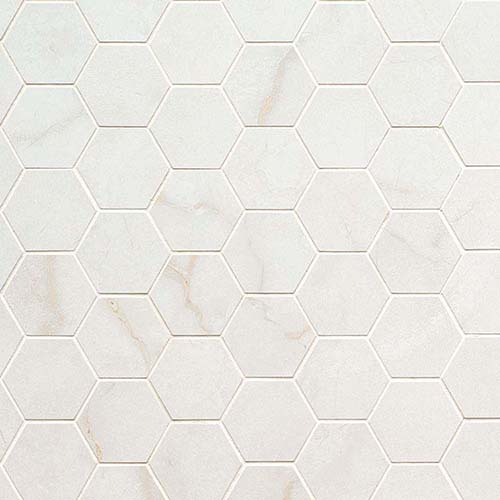 Porcelain tile in Brighton Gold 2x2 Hexagon Polished