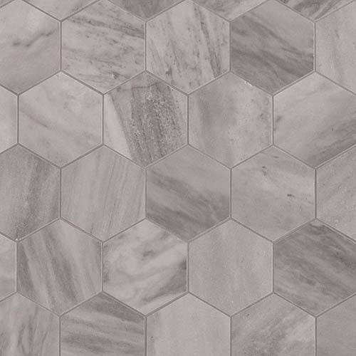 Porcelain Mosaic tile in Eden Bardiglio 3x3 Hexagon Matte
