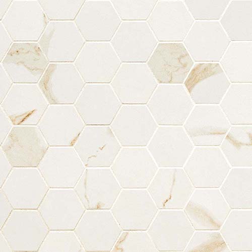 Porcelain Mosaic tile in Eden Calcatta 2x2 Hexagon