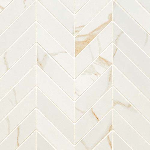 Porcelain Mosaic tile in Eden Calcatta Chevron 12x15 Mosaic
